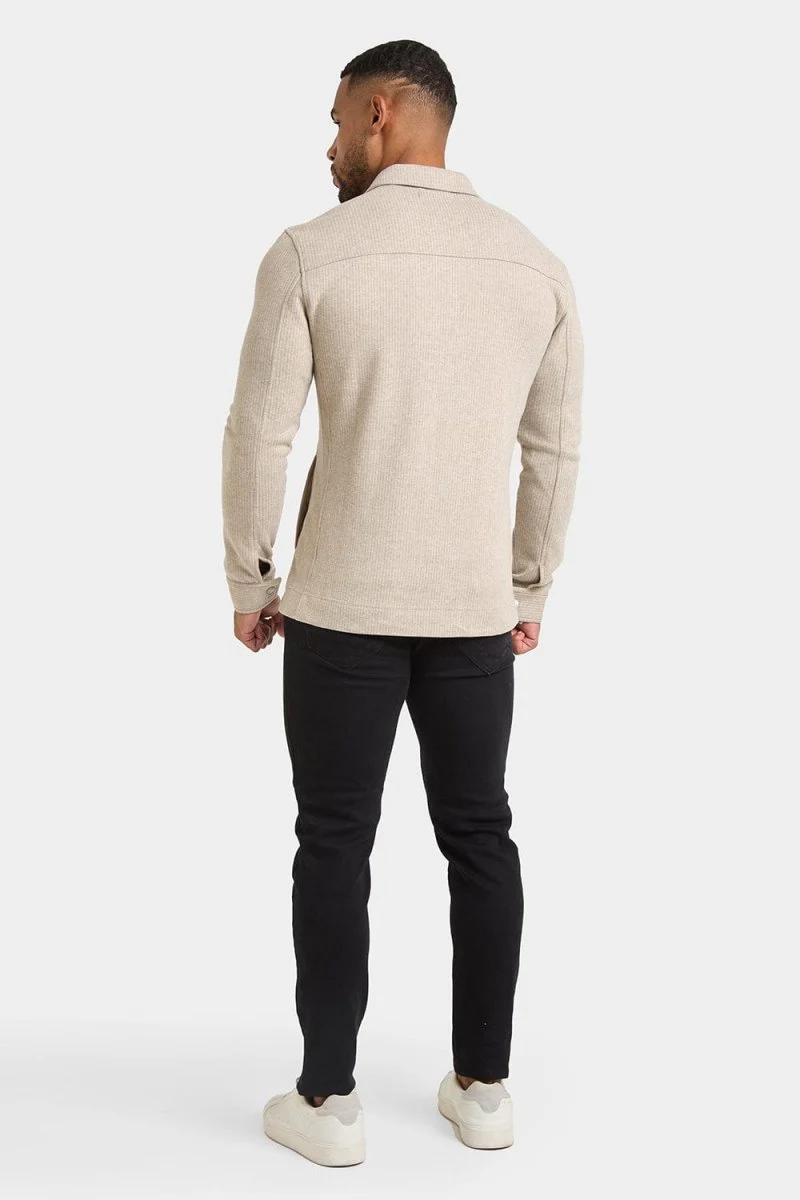 Zip Front Shacket in Stone - Image 7